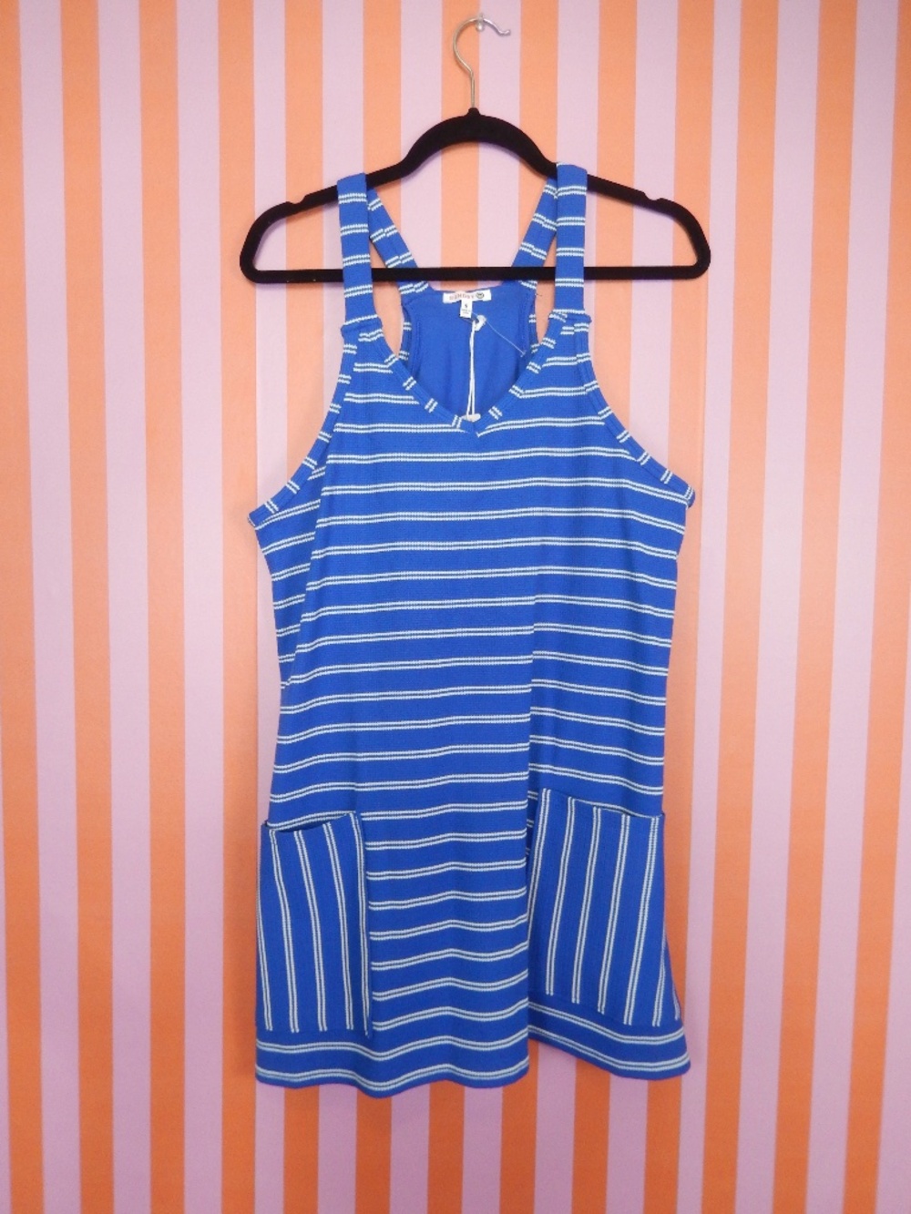 Sundry Blue White Striped Knit Running Romper Athleisure Running Dress S